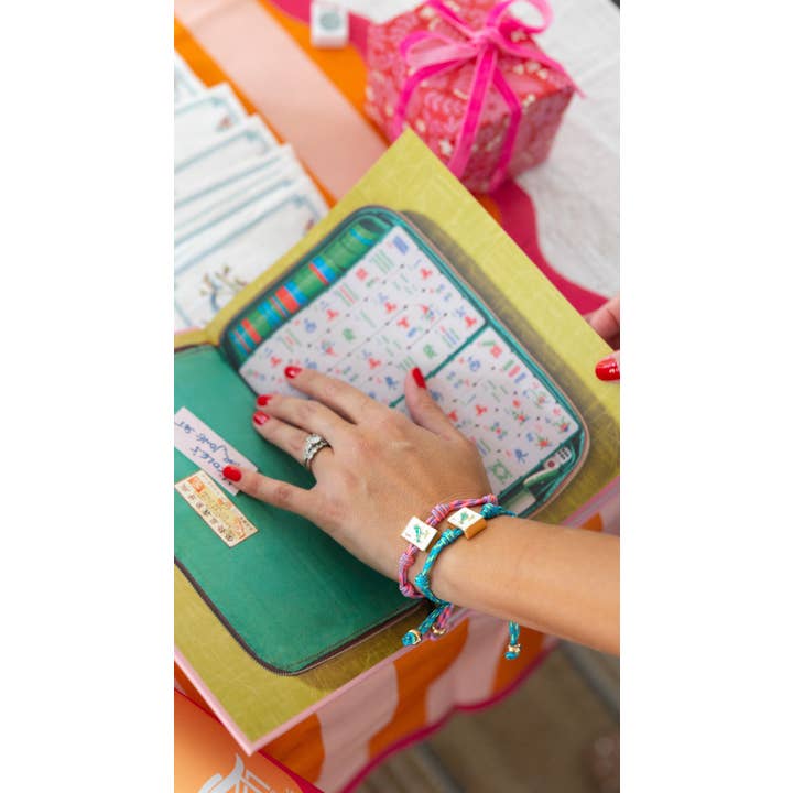 Canvas Style - Wholesale Charm/Dangle Bracelet - Sparrow Mahjong Tile Paracord Bracelet in Pink Multi1