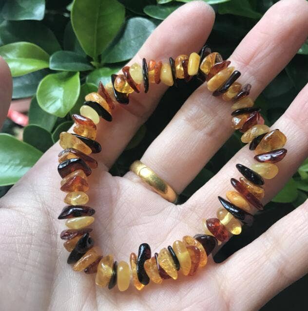 AmberLithuania - Vendita all'ingrosso Bracciale con perline - Bracciale da adulto con pietre grezze di ambra baltica elasticizzato7
