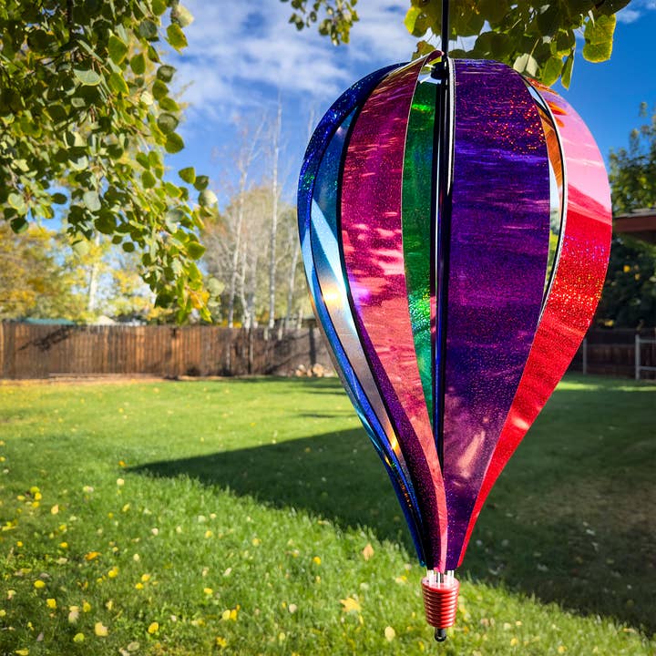 In the Breeze, LLC. - Wholesale Wind Spinner - Jumbo Rainbow Glitter 8 Panel Hot Air Balloon