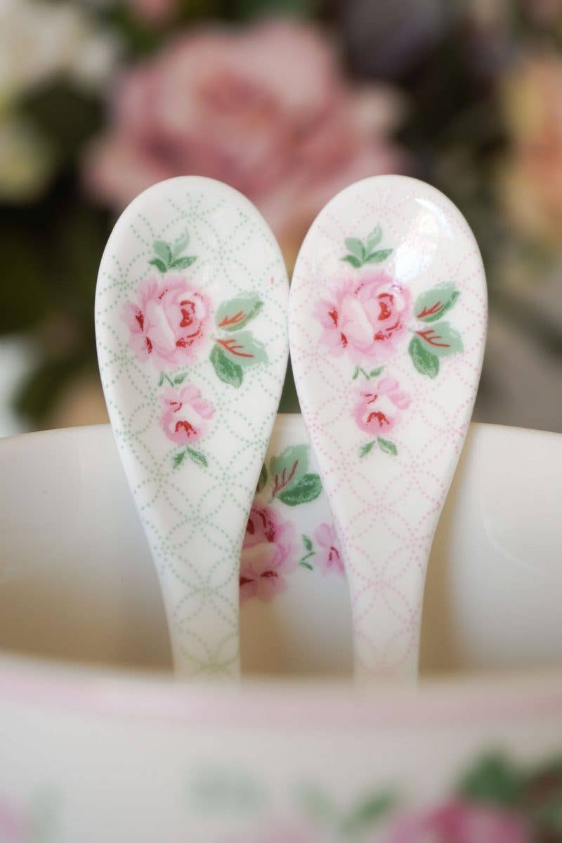 Isabelle Rose - Wholesale Kitchen Spoon - Porcelain spoon Lucy pink 13,5 cm Isabelle Rose1