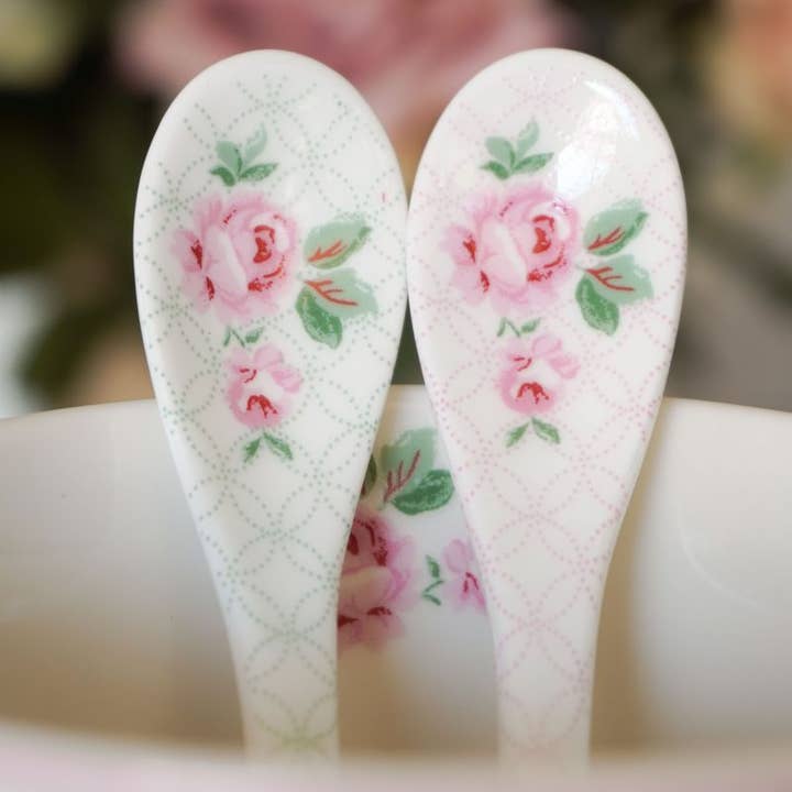 Isabelle Rose - Wholesale Kitchen Spoon - Porcelain spoon Lucy pink 13,5 cm Isabelle Rose1