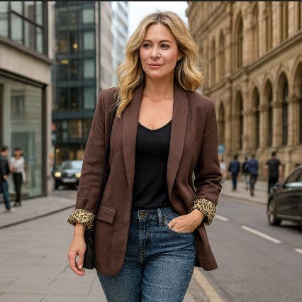 Leopard Trim Turn Up Sleeve Blazer and other Purchase wholesale leopard print raglan. Free returns & net 60 terms on Faire trending on Faire.