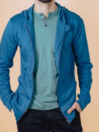 Hoodie com zíper para homem Merino por atacado de MakayaShop