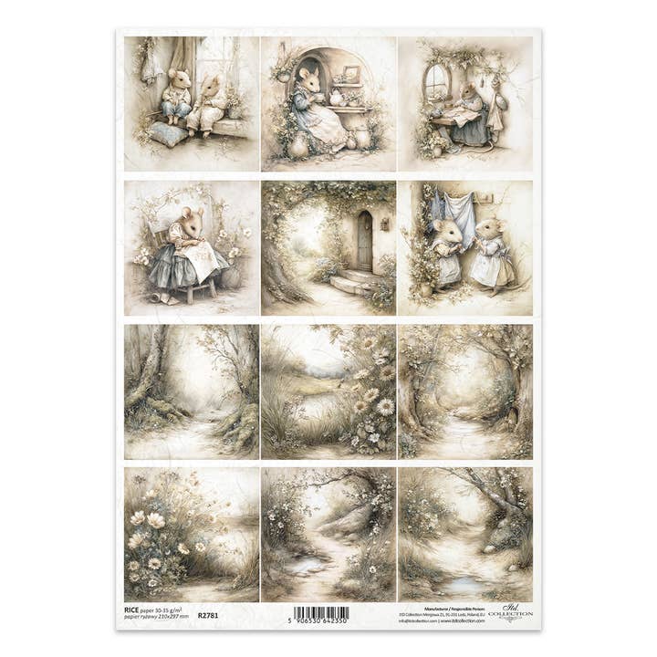 rice paper for decoupage R2781 - Mouse World - Spring Days for wholesale by ITD Collection