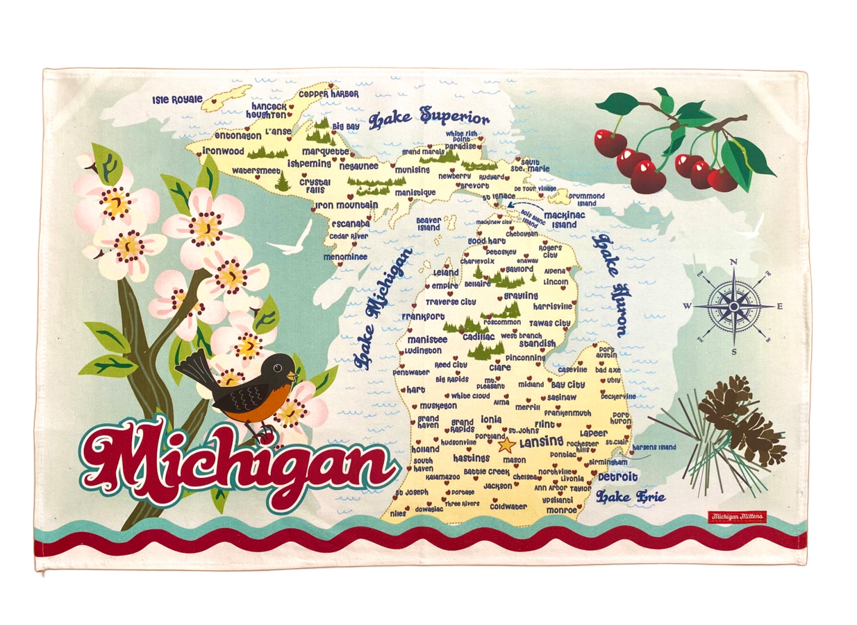 Michigan Mittens - Wholesale Tea Towel - Michigan Pennant Tea Towel3