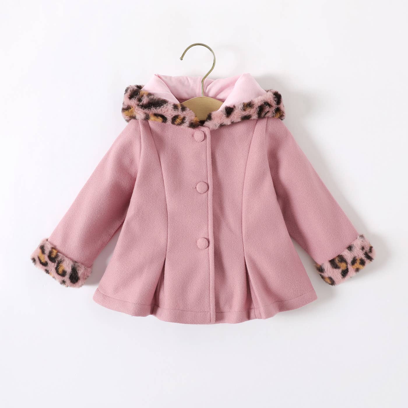 PatPat - Wholesale Coat - Baby - Baby Red Long-sleeve Button Leopard Hooded Wool Blend Coat11