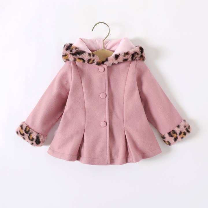 PatPat - Wholesale Coat - Baby - Baby Red Long-sleeve Button Leopard Hooded Wool Blend Coat11