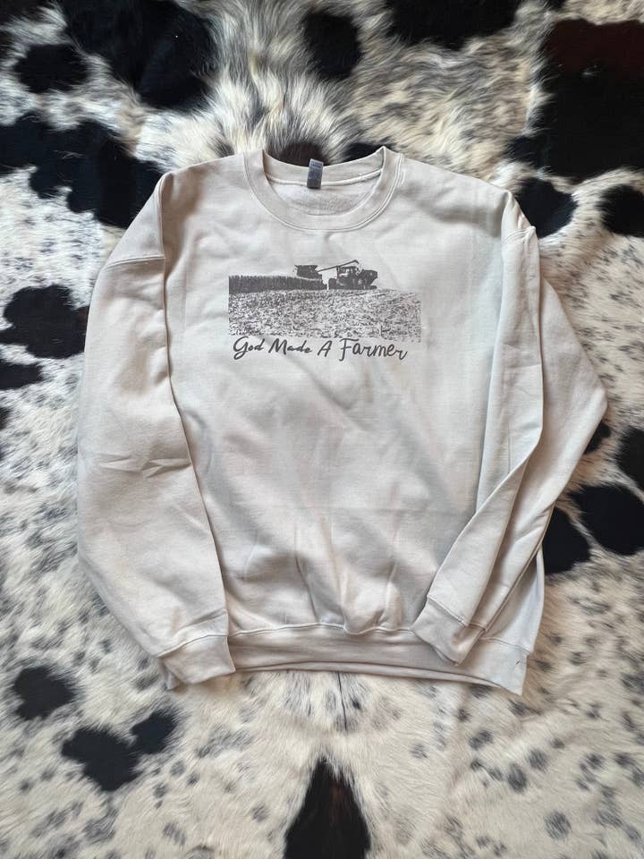 God Made A Farmer Crewneck for wholesale by Bar A Apparel