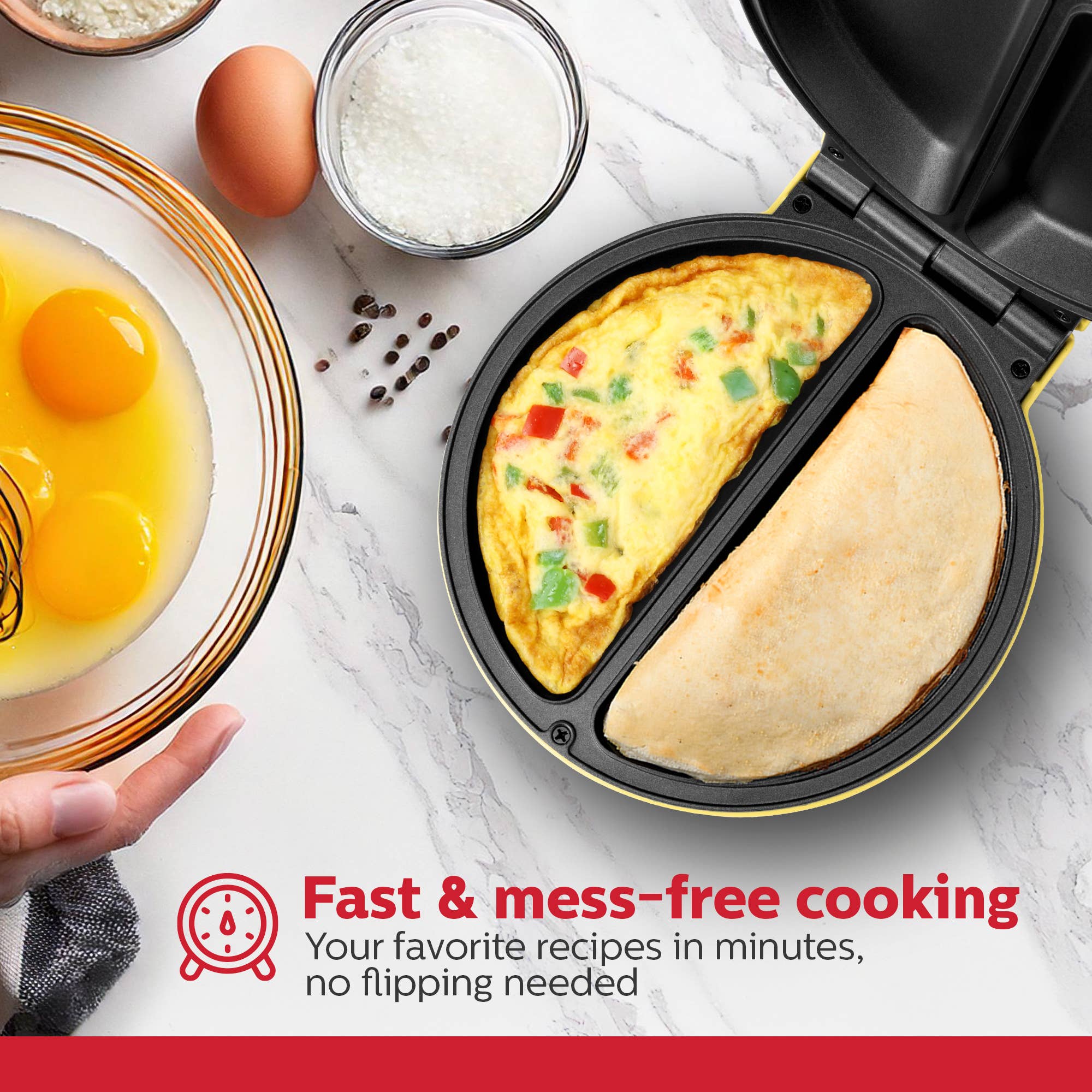 Holstein Housewares - Wholesale Kitchen Appliance - Easy Fast Breakfast Omelet Maker for Pancakes & Treats5