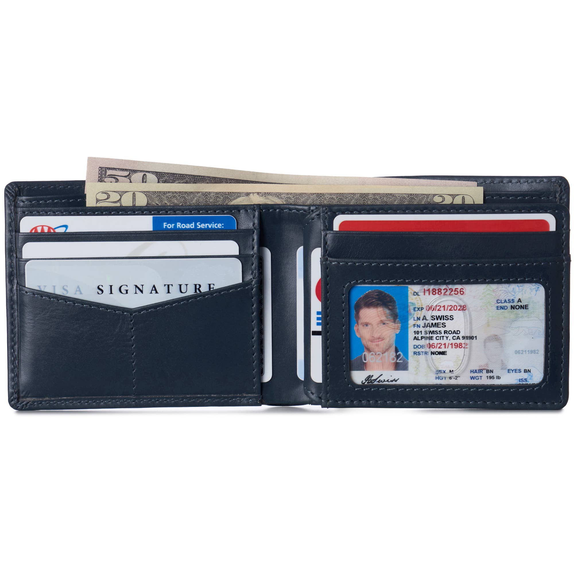 Alpine Swiss - Vente Portefeuille – homme - Alpine Swiss Commuter Portefeuille à deux volets RFID pour homme 2 fenêtres d'identification - Portefeuille 9929