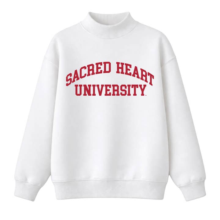 Sacred Heart Pioneers White Mock Neck Sweatshirt for wholesale by Lojo Collegiate Apparel