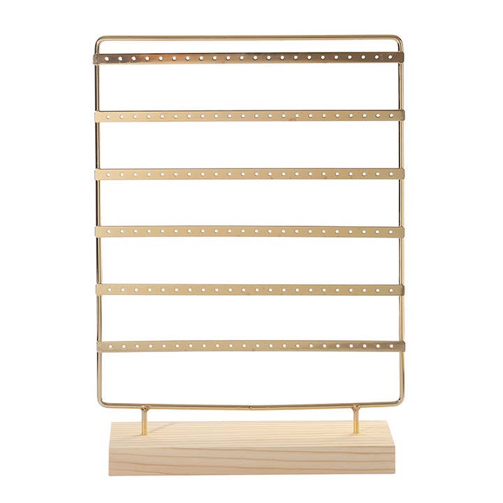 Espositore per orecchini a 6 file in oro con base in legno per la vendita all'ingrosso da parte di Last True Angel