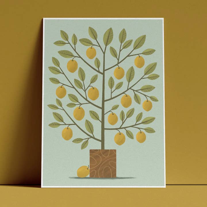 Lemon Tree A4/A5 Print for wholesale by Clare Lewis Illustration