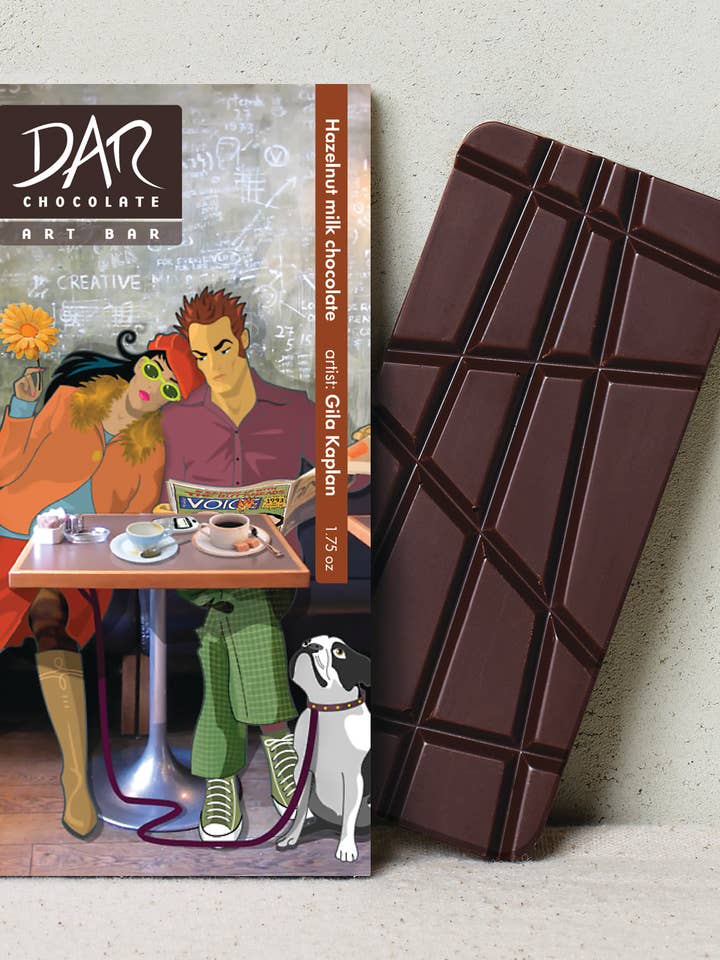 Art Bars! Hazelnuts & Milk Chocolate Bar Organic for wholesale by Dar Chocolate