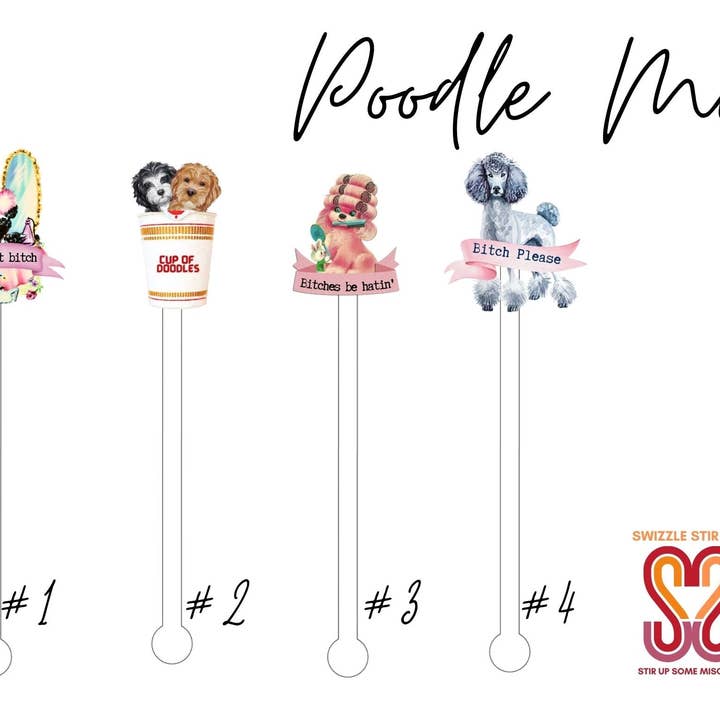 Poodle Mix Stirrers Swizzle Stir Sticks for wholesale by Swizzle Stir Stix