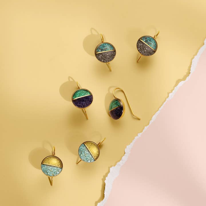 Cameoko - Wholesale Dangle Earrings - Crushed Gemstone Horizon Earrings4