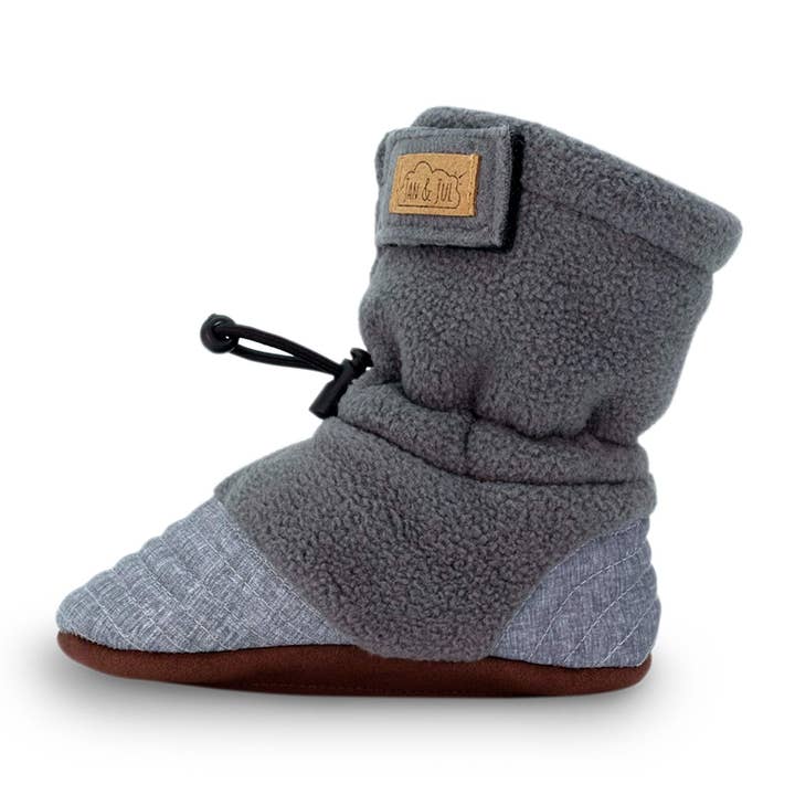 Heather Grey | Baby Stay-Put Cozy Booties for wholesale by Jan & Jul