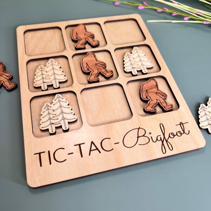 Birch House Games & Gifts - Wholesale Board Game - Bigfoot Tic-Tac-Toe Game - Sasquatch Gift - Customizable