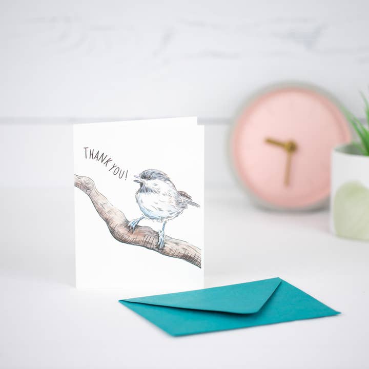 Tarjeta Thank You Chickadee A2 para venta al por mayor de Pinpoint Studio