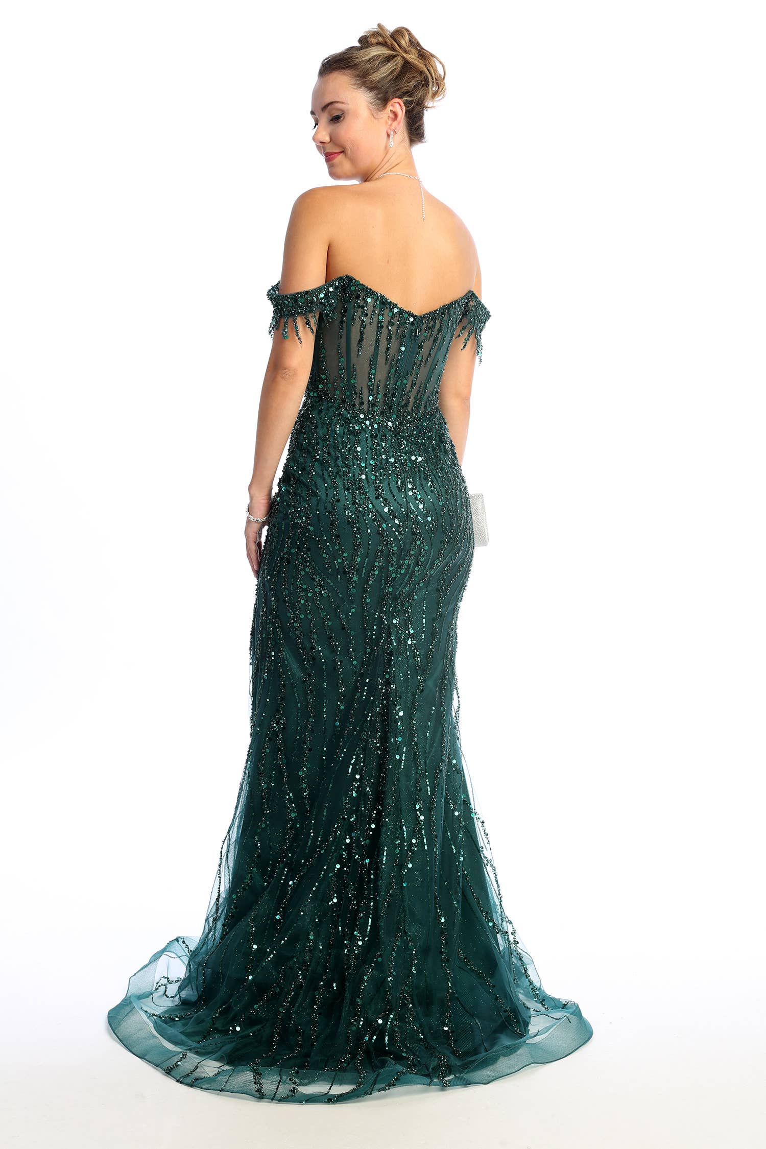 Chicas - Wholesale Gown - Women's - Off the Shoulder Sequin and Bead Long Dress C33128