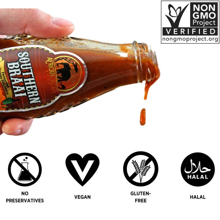 African Dream Foods - Wholesale BBQ Sauce - Southern Braai - BBQ Sauce, 5 fl oz (6 Units Per Case)
