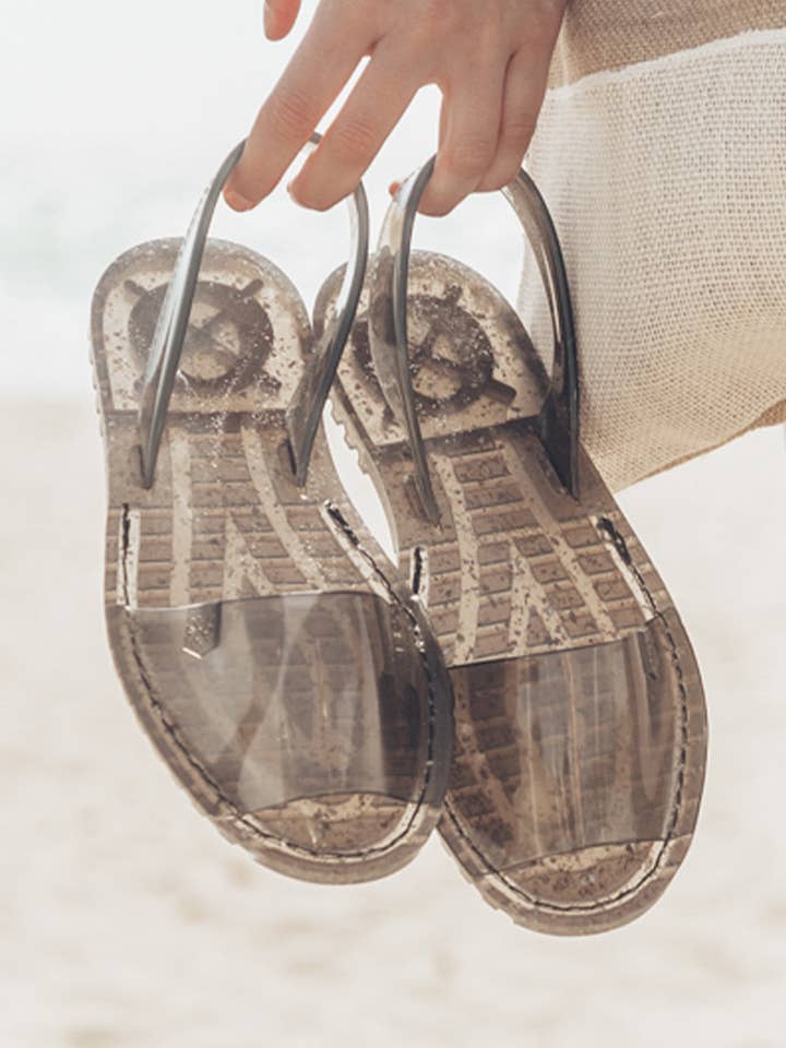 Menorquina Flat Sandal Transparent Smoke for wholesale by POPA