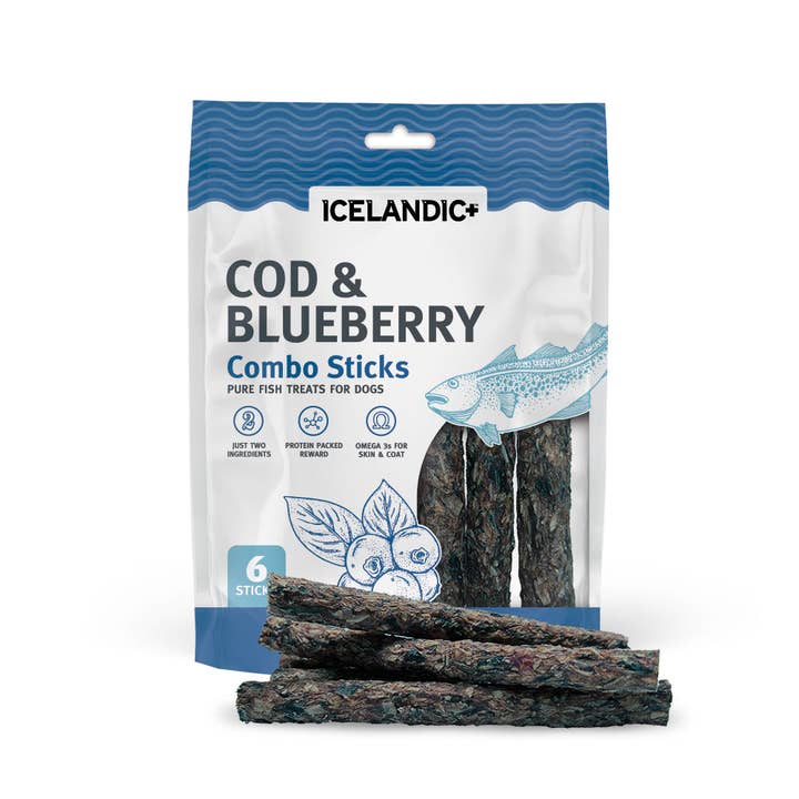 Cod & Blueberry Combo Sticks For Dogs for wholesale by Icelandic+