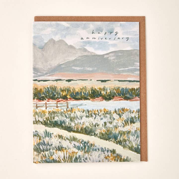 Grattis på årsdagen Western Landscape Handgjort Kort för wholesale av Little Salt Wagon