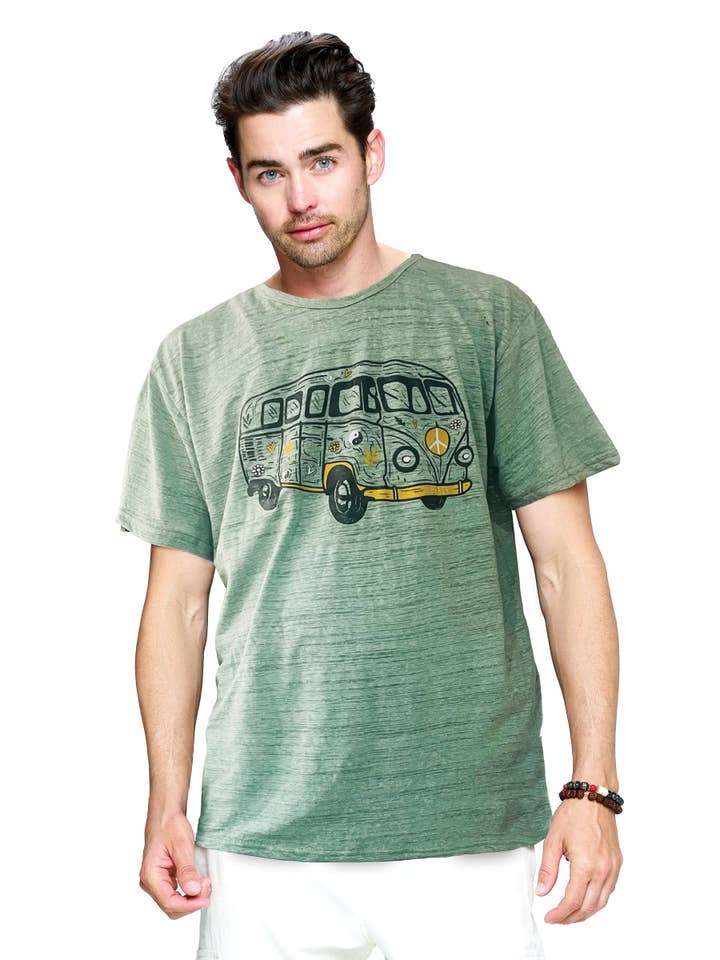 Yak & Yeti - Wholesale Screen Printed T-Shirt - Men's - Men's T Shirt Van Life Print Boho1