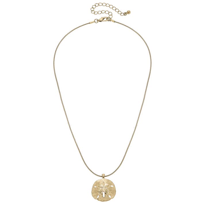 Morgana Sand Dollar Necklace in Shiny Gold for wholesale by Canvas Style