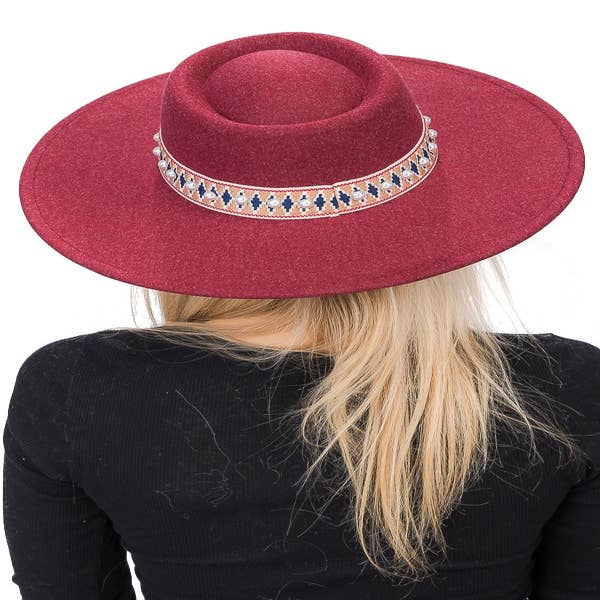 Wholesale Bolero Felt Wide Hat Pearl Accented for your store - Faire Canada