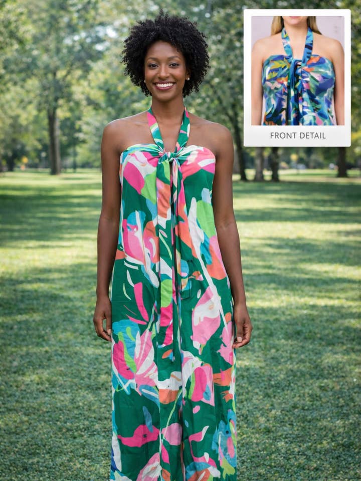 Banana Boat Women Sleeveless Floral Long Dress for wholesale by Basix of America