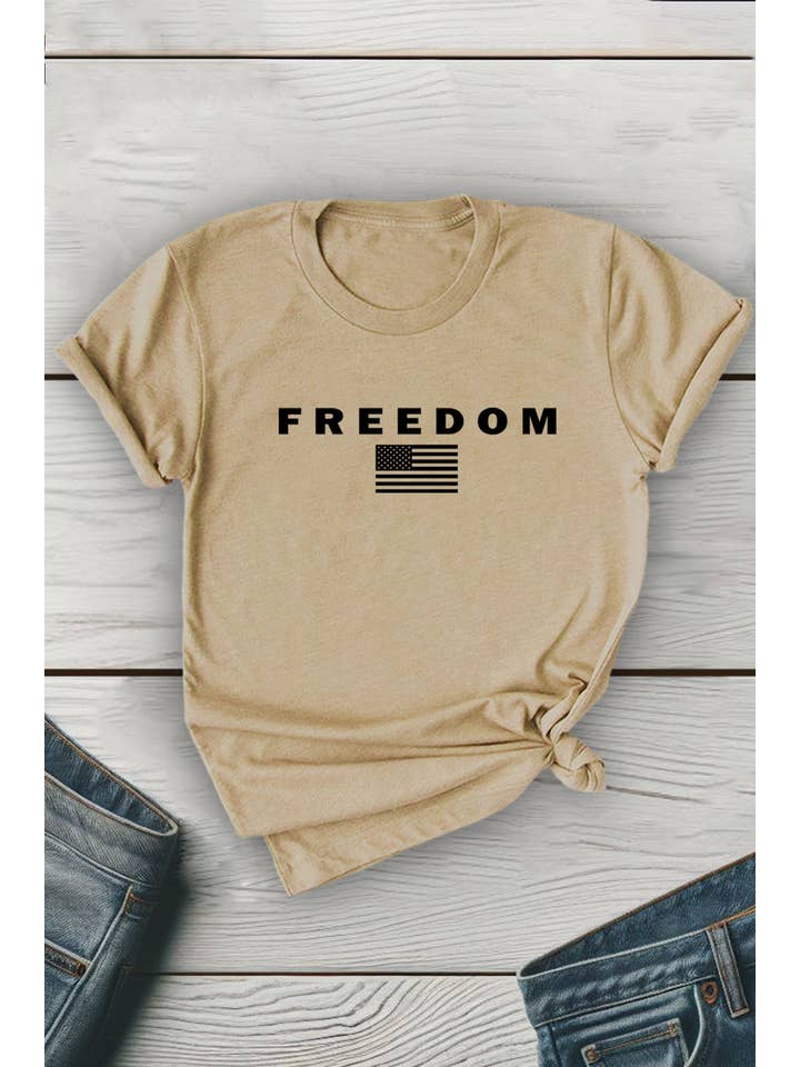 Top Avenue - Wholesale T-Shirt (Graphic) - Unisex - Freedom Flag Unisex Round Neck Tee10