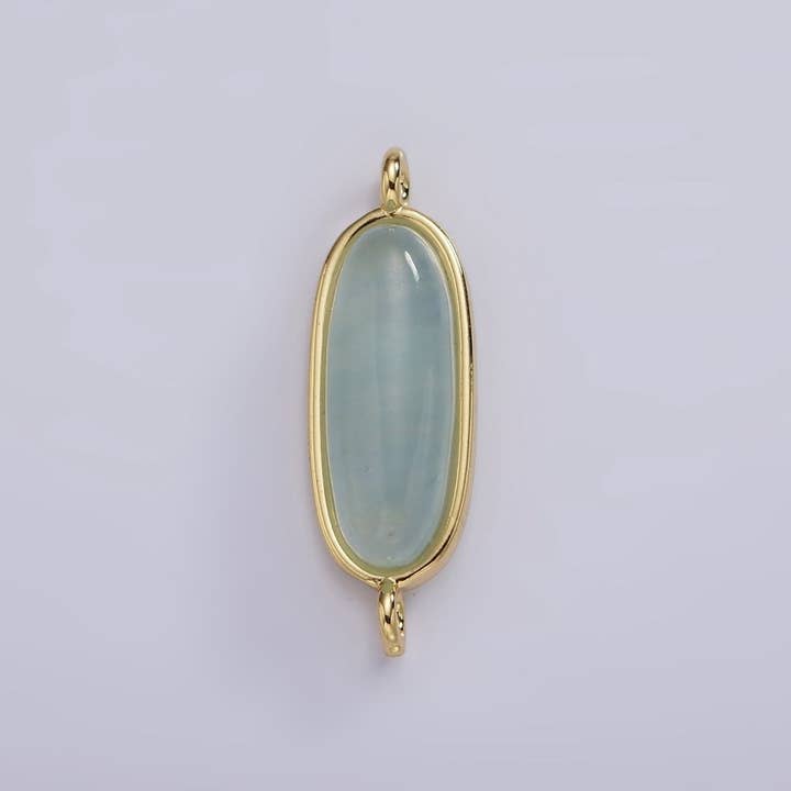 Aim Eternal - Wholesale Individual Charm/Pendant - 14K Gold Filled 24mm Natural Gemstone Oblong Bezel Connector | G229 - G2374