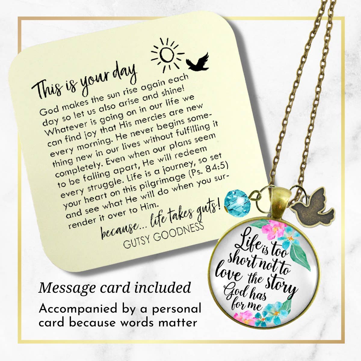Gutsy Goodness - Wholesale Pendant/Charm Necklace - Faith Necklace Life is Too Short Not To Love The Story G… (C1