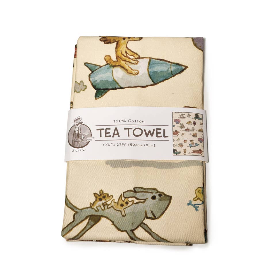 Dogs On The Go Tea Towel for wholesale by The Scott C Shop