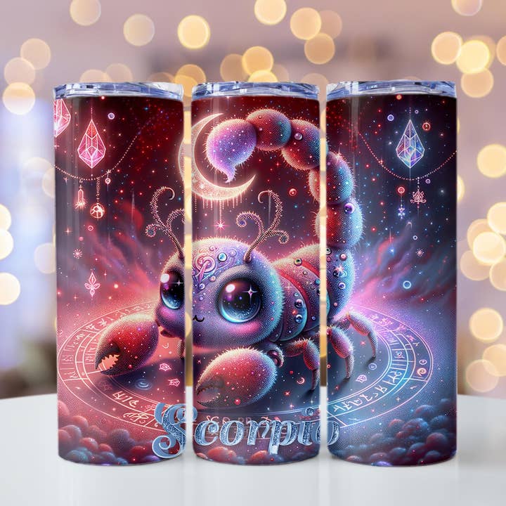 Copo Térmico de Aço Inoxidável com Cristais do Zodíaco Escorpião Kawaii por atacado de Hallowed Relics