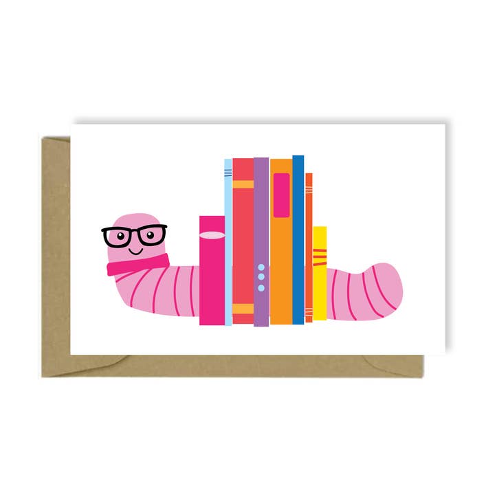 Bookworm Mini Card for wholesale by Public School Paper Co.