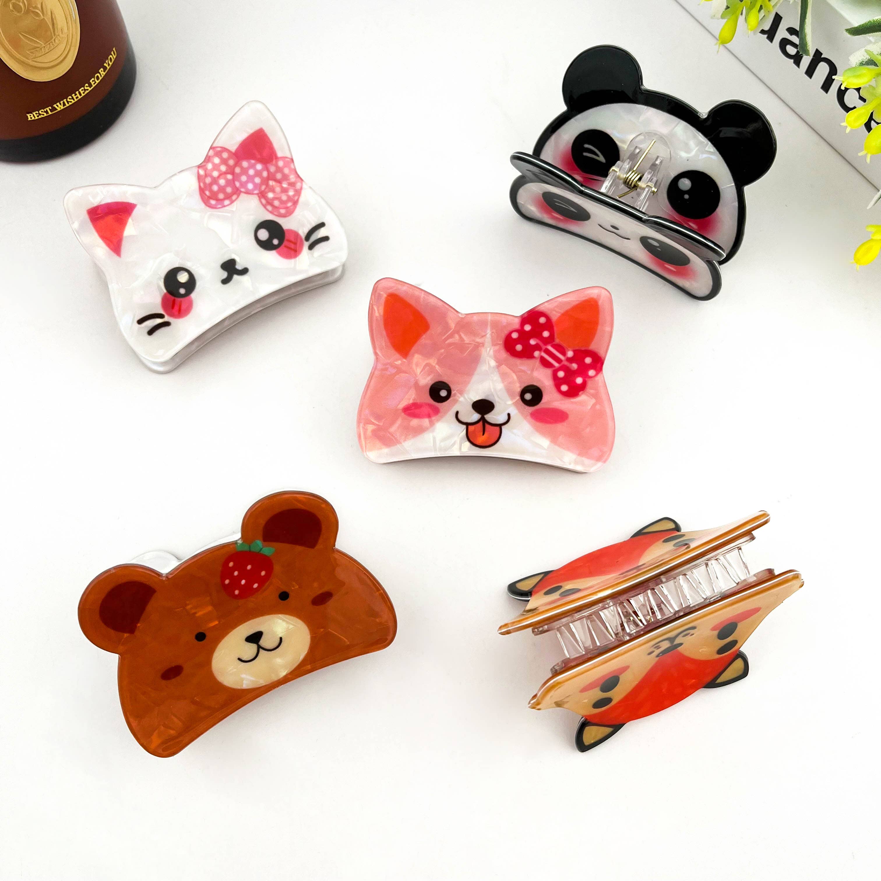TheDivaSoap - Wholesale Hair Clip - Women's - Cute Animal Head Claw Hair Clips, Panda, Cat & Dog Hair Clip4