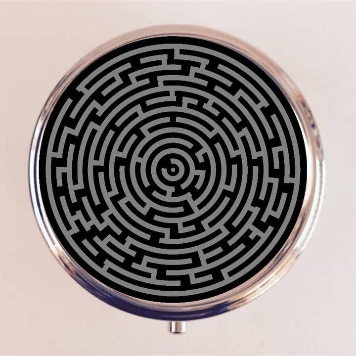 Labyrinth Maze Pill Box Case Pillbox Holder Stash Trinket Box Pop Art for wholesale by FringePop