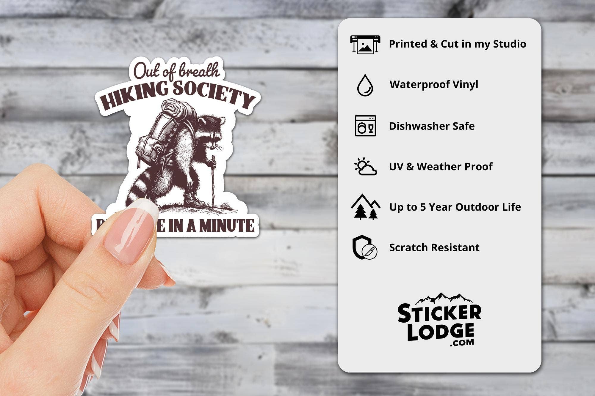 Sticker Lodge - Wholesale Sticker - Out of Breath Hiking Society Vinyl Sticker1