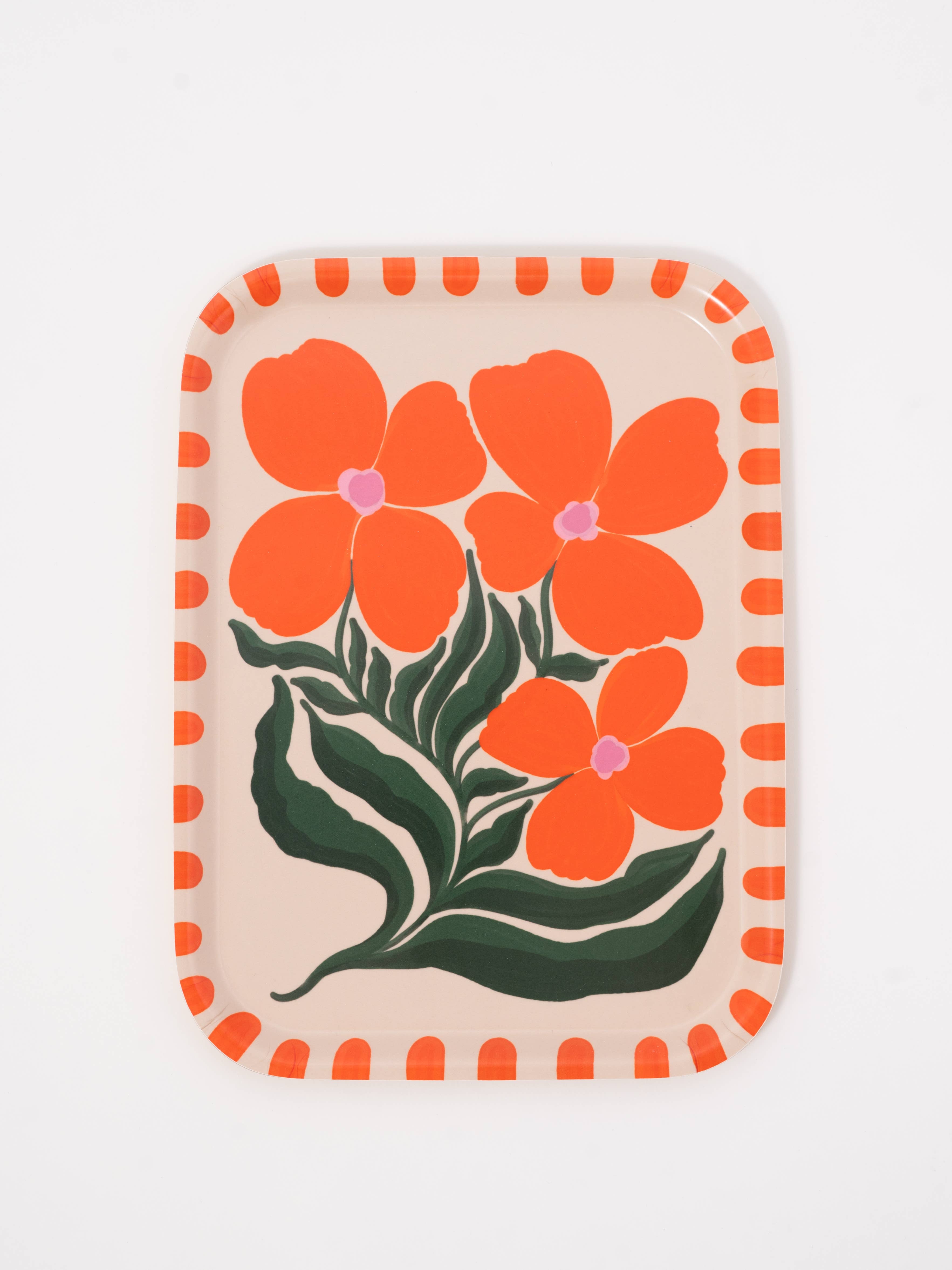 One & Only Paper - Wholesale Serving Tray - Wild Flower Orange Bent Birch Serving Tray4