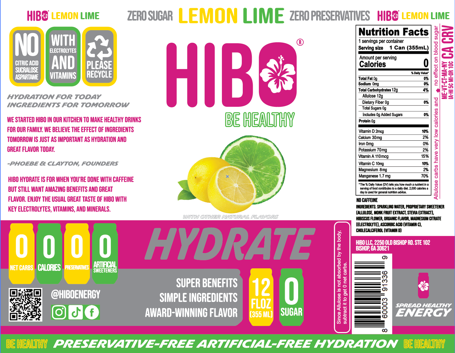 HIBO Healthy Energy - Venta al por mayor Bebida energética - Bebida de Hidratación Natural Sin Azúcar HIBO DESCAL LIMA LIMÓN1