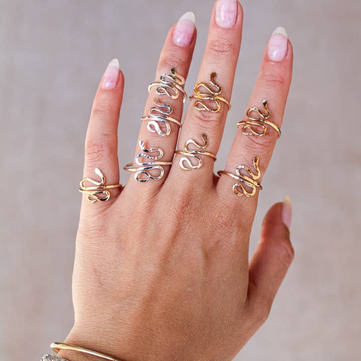 Dazed and Topazed - Wholesale Cocktail/Statement Ring - Serpent Adjustable Rings5