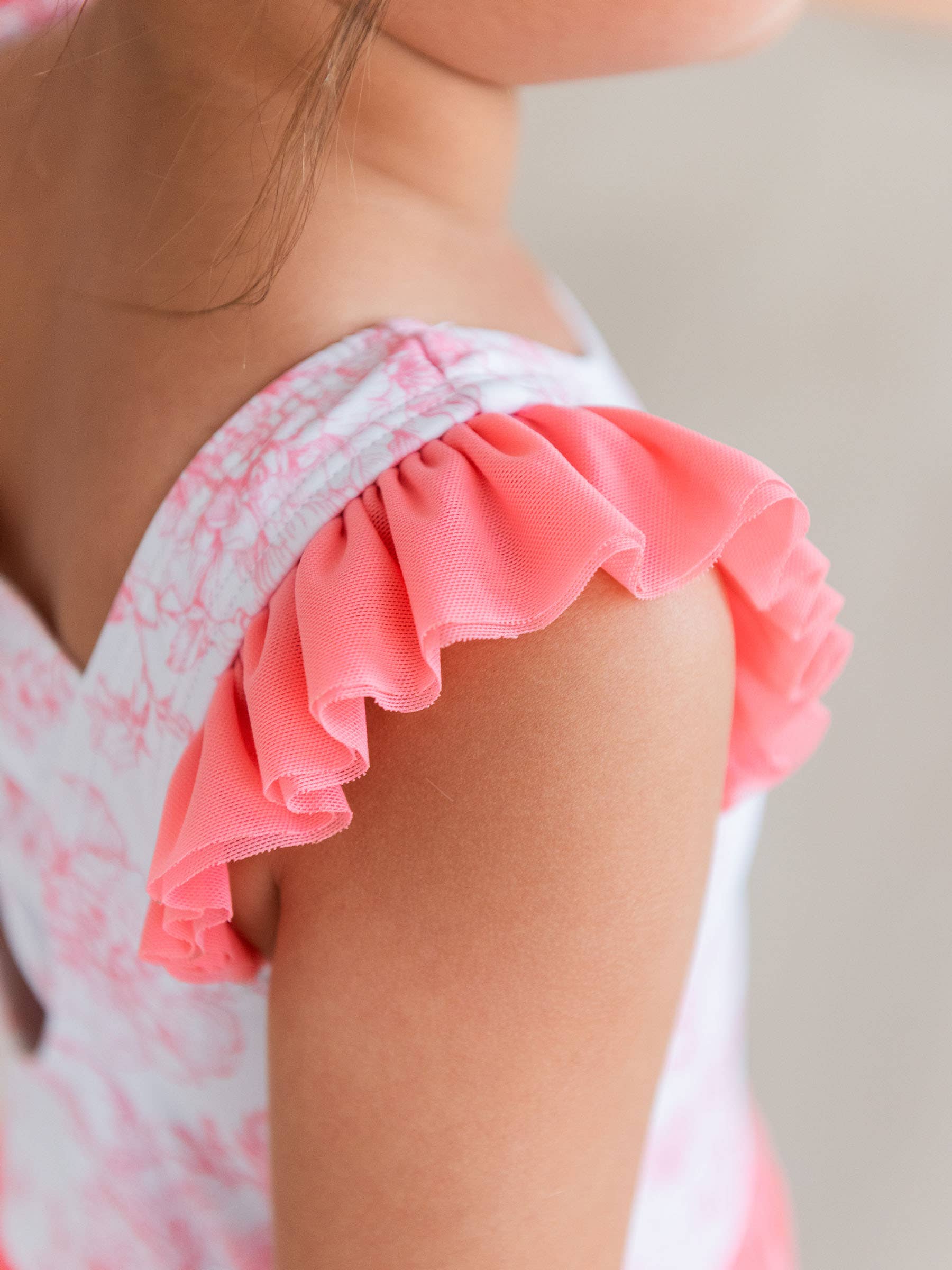 Girls Bubblegum Pink Butterfly Garden Toile Flutter Sleeve Dance & Gymnastics Leotard for wholesale on Faire6