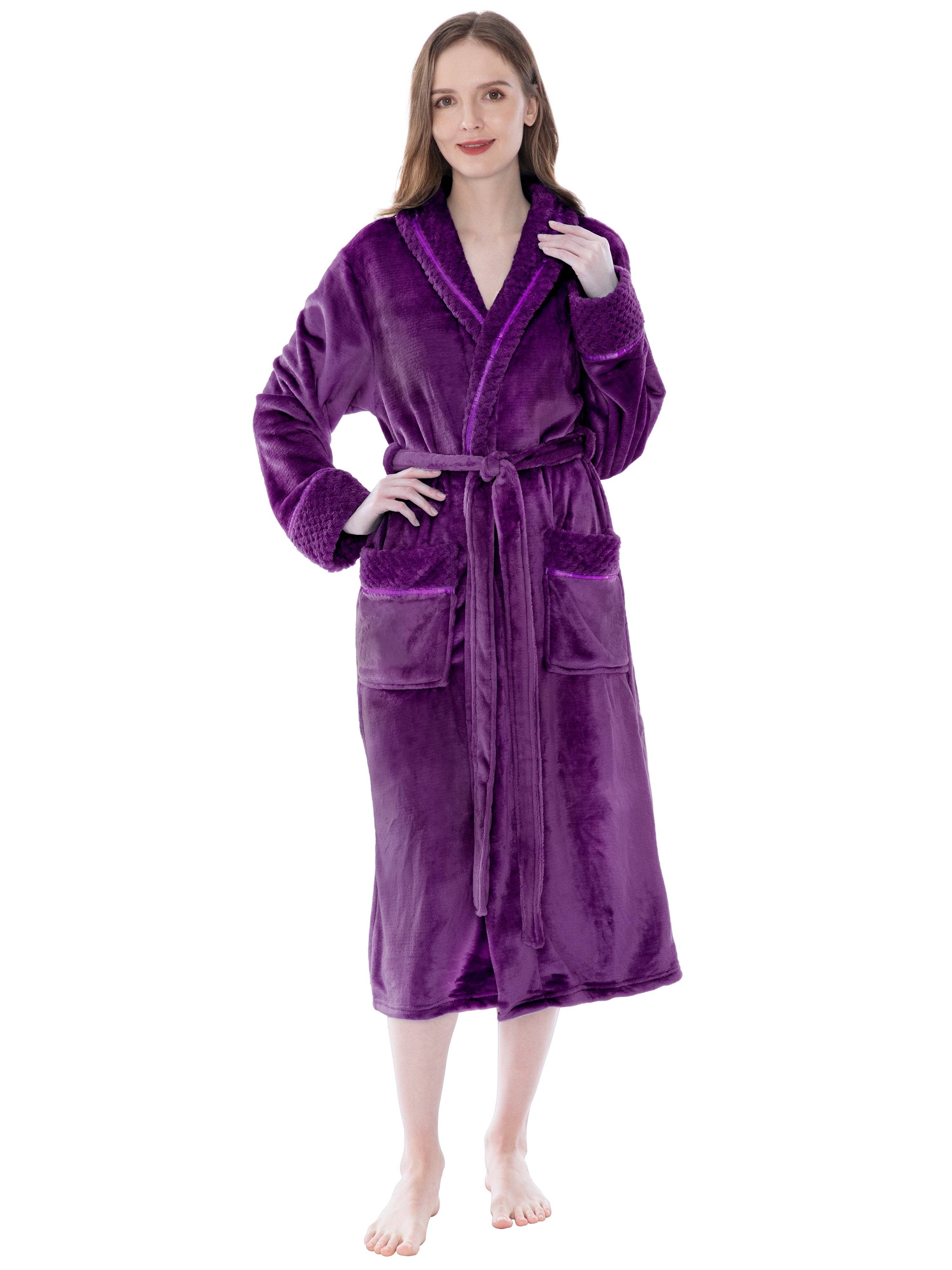 Pavilia - Wholesale Badjas - Dames - Damesbadjas van fleece met satijnen en wafelkanten64