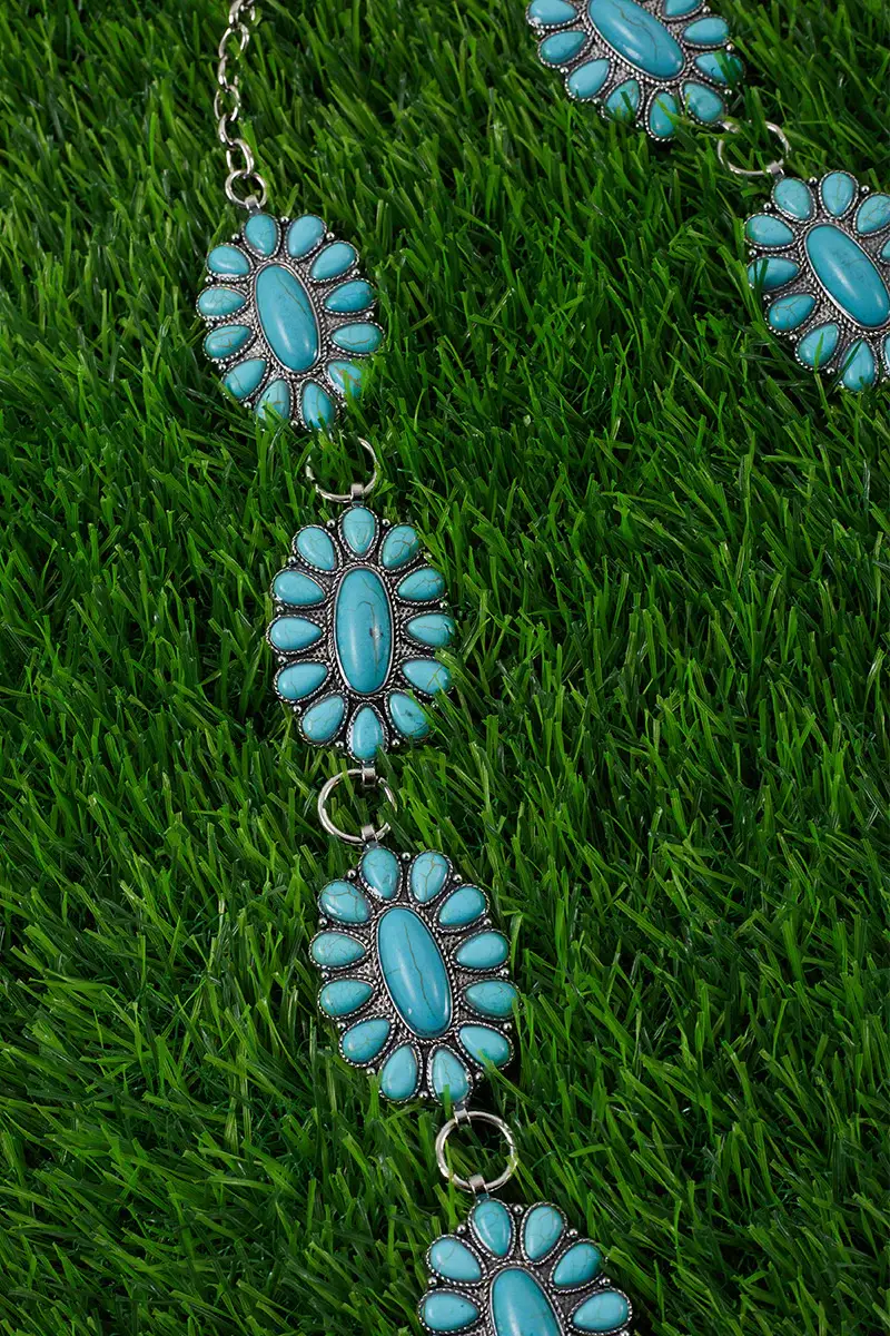 Kids Charm Online - Wholesale Belt - Kids - Oval Aqua Concho Kids Belt, 37" Long2