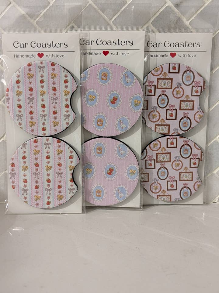 Cottagecore Frames Car Coasters for wholesale by Sweet Bean Candle Collective