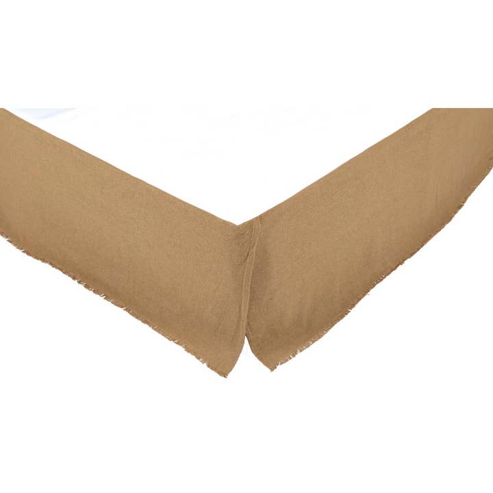 VHC Brands - Wholesale Bedskirt - Burlap Natural Fringed Twin Bed Skirt 39x76x161