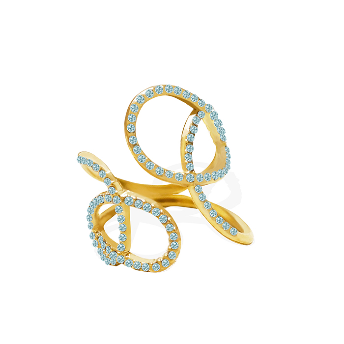 AMORINO SRL – Anel multi-pedra por atacado – ANEL ENTRELAÇADO COM STRASS - OY24624A47 OURO10